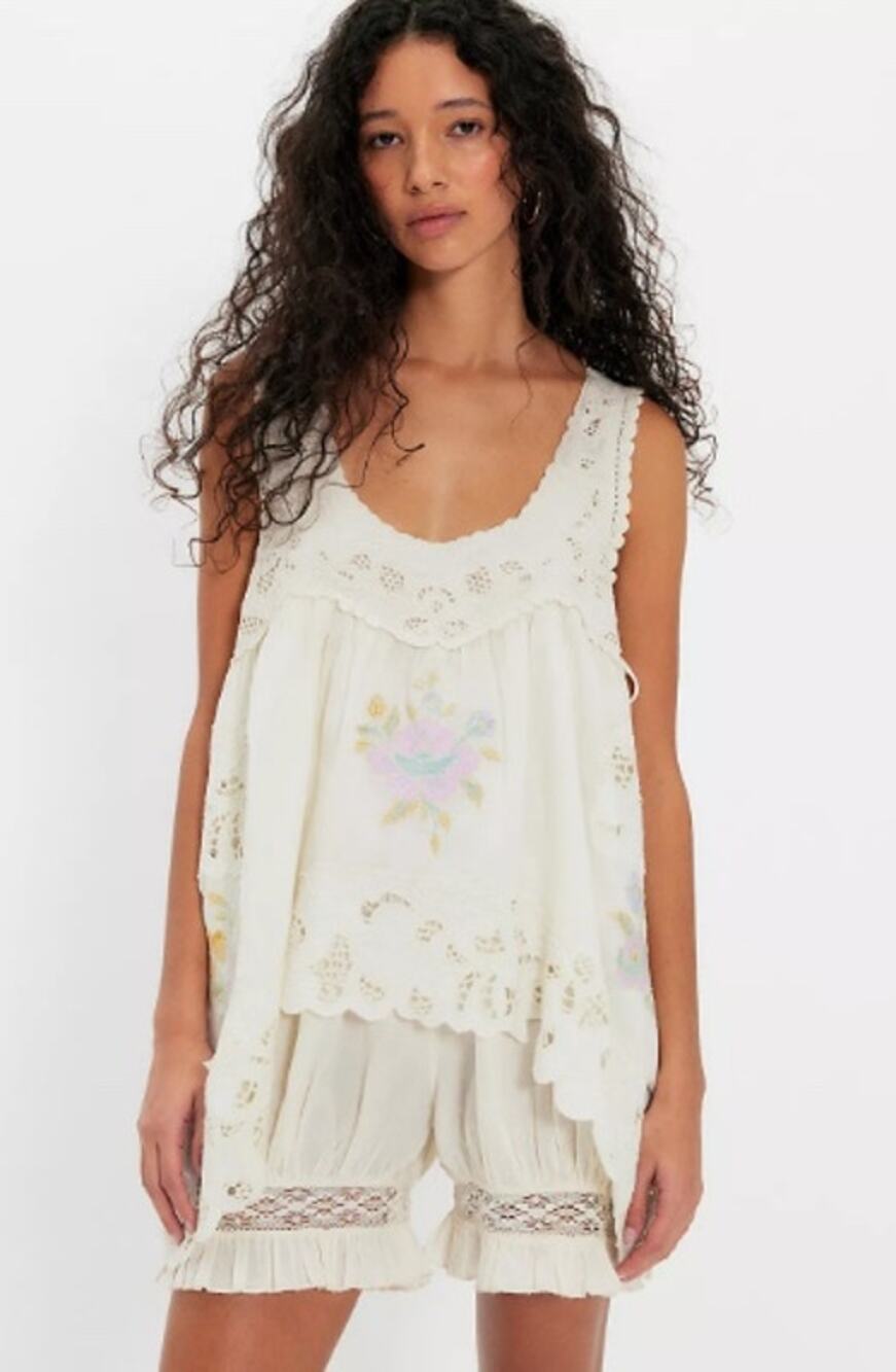 042 NWT Free People Eye Catcher Bloomsie Romper | Ivory | Size Large